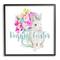 Stupell Industries Happy Easter Calligraphy Bunny Pink Flower Bouquet Framed Giclee Art
